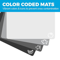 Extra Thick Flexible Plastic Cutting Board Mats With Food Icons & "EZ-Grip" Waffle Back, (Set of 4)…