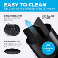 Cooler Kitchen Extra Large and Sturdy Rotating Utensil Holder Caddy with No-Tip Weighted Base, Removable Divider, and Gripped Insert | Rust Proof and Dishwasher Safe