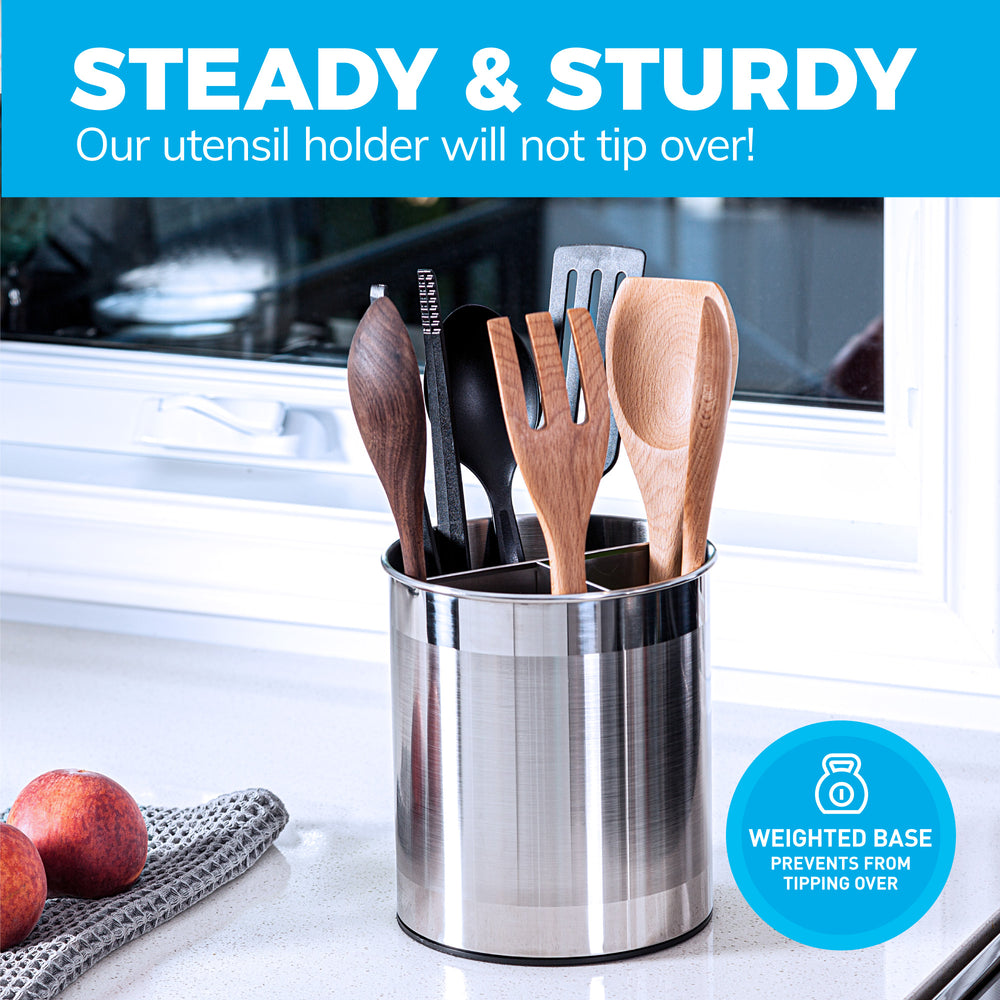 Extra Large Rotating Utensil Holder Caddy with Sturdy No-Tip Weighted –  Cooler Kitchen