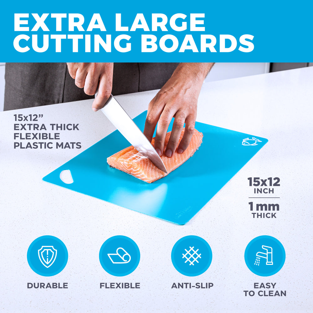  Flexible Plastic Kitchen Cutting Board Mats 12 Inch x