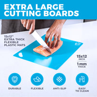 Extra Thick Flexible Cutting Boards for Kitchen - Cutting Mats for Cooking,  Colored Cutting Mat Set with Easy-Grip Handles