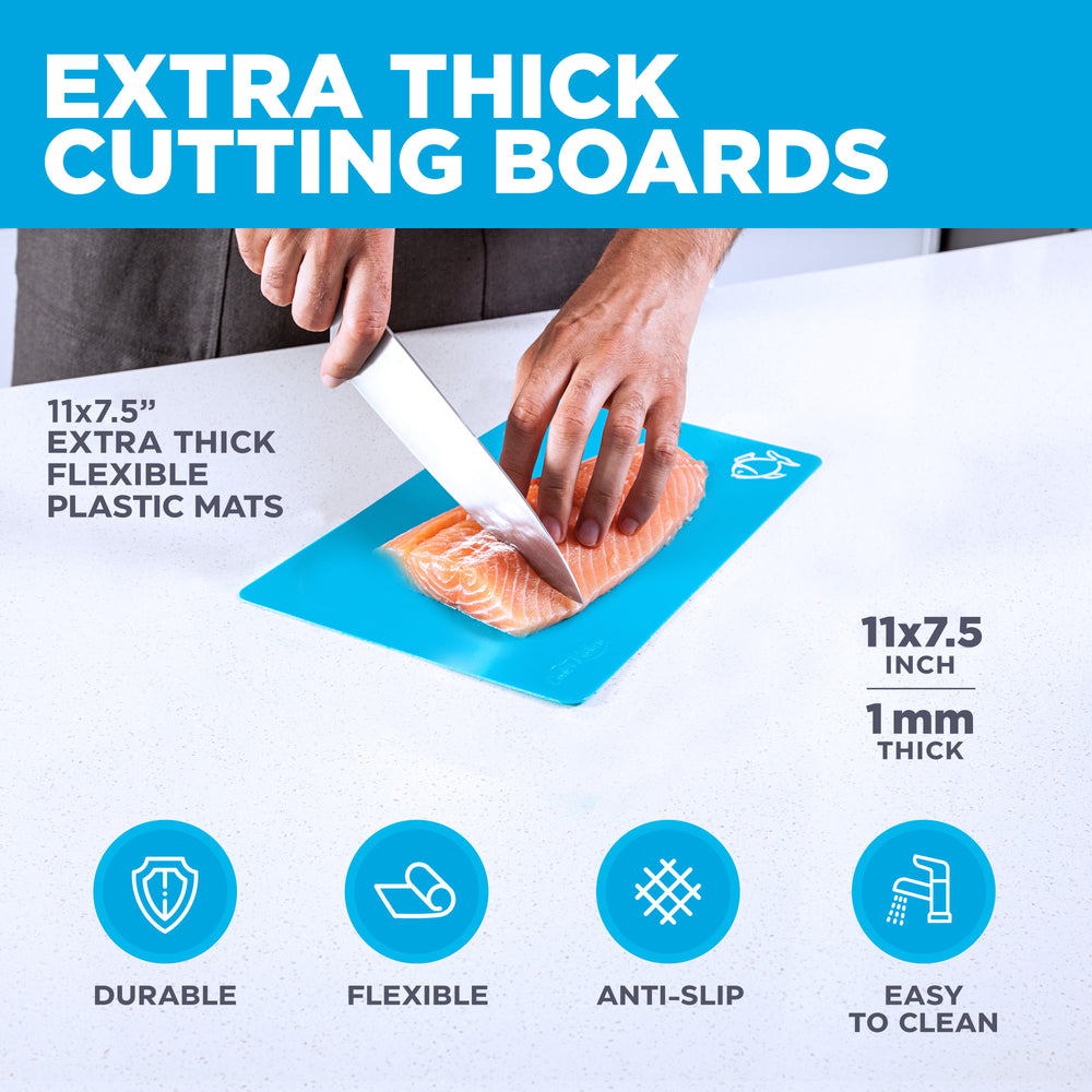 Extra Thick Flexible Cutting Mats With Food Icons & ez-grip Back set of 4 