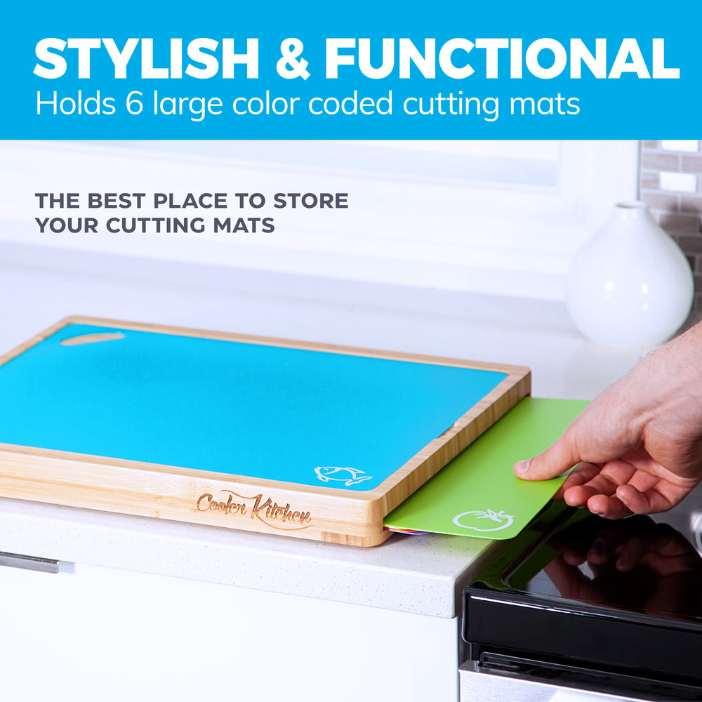 Extra Thin Flexible Cutting Boards for Kitchen - Cutting Mats for Cooking,  Colored Cutting Mat Set with Easy-Grip Handles